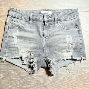 Guess Gray/black  Distressed Jean Shorts with Frayed Hem